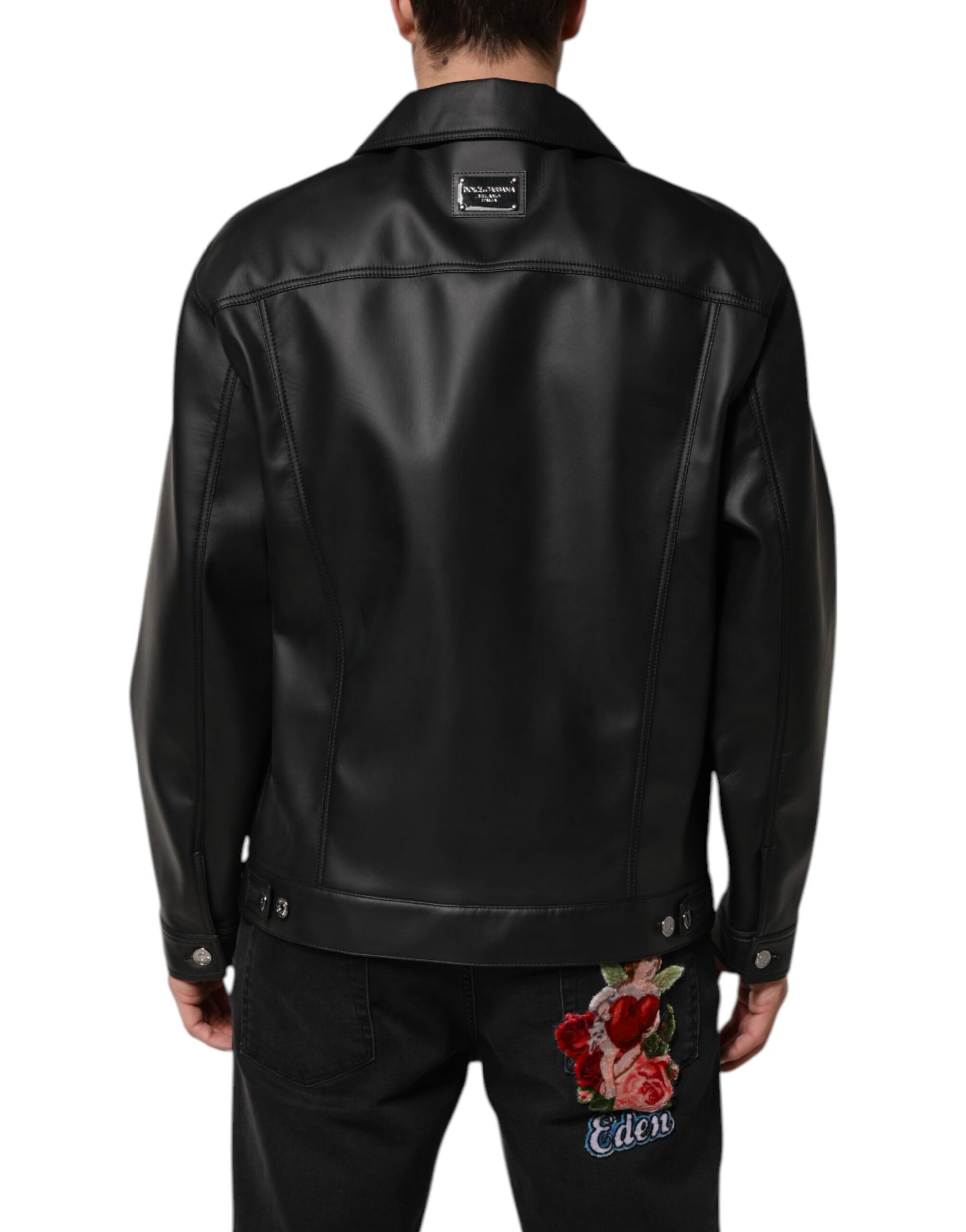 Dolce & Gabbana Black Biker Jackets for Men side view