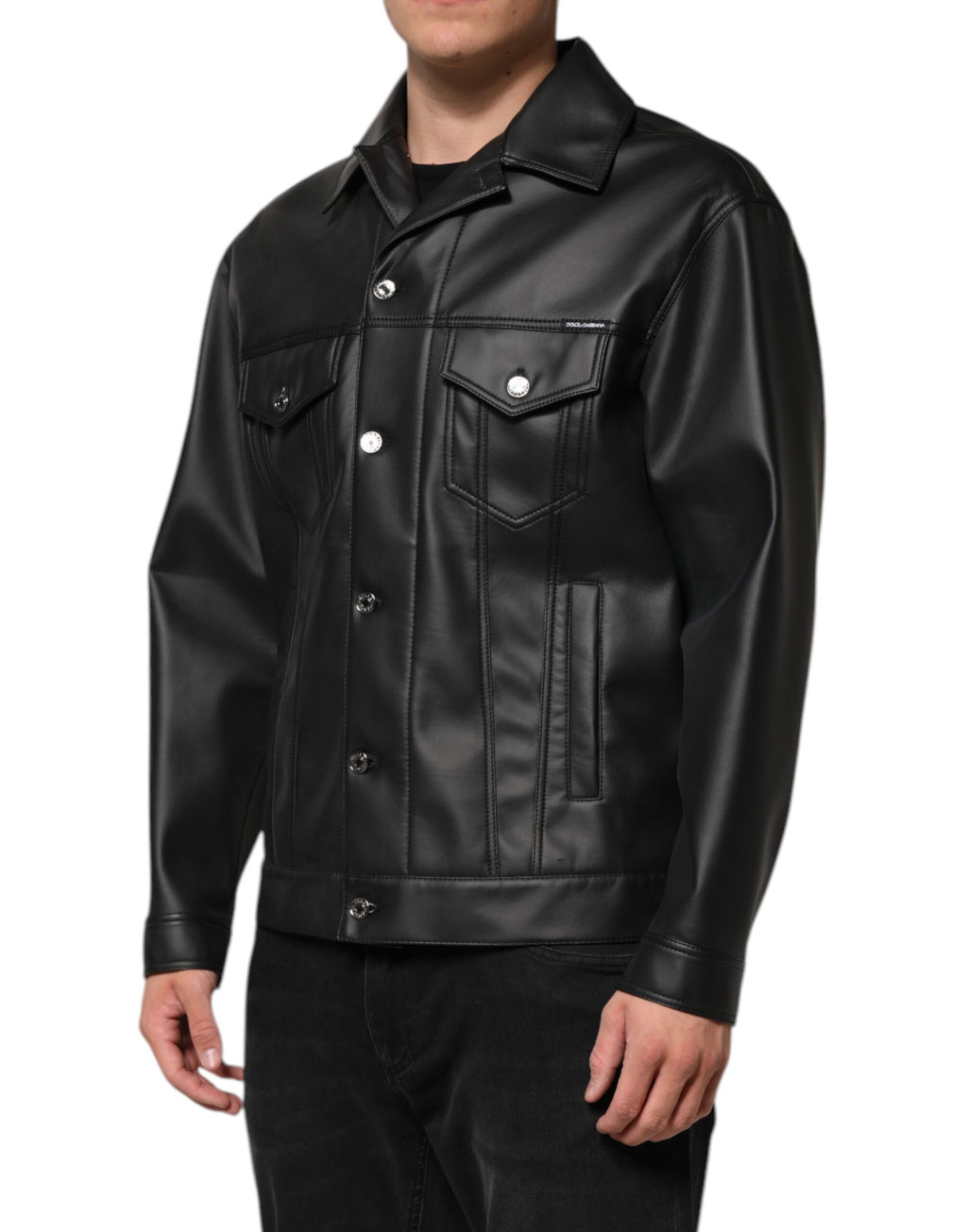 Dolce & Gabbana Black Biker Jackets for Men detail view