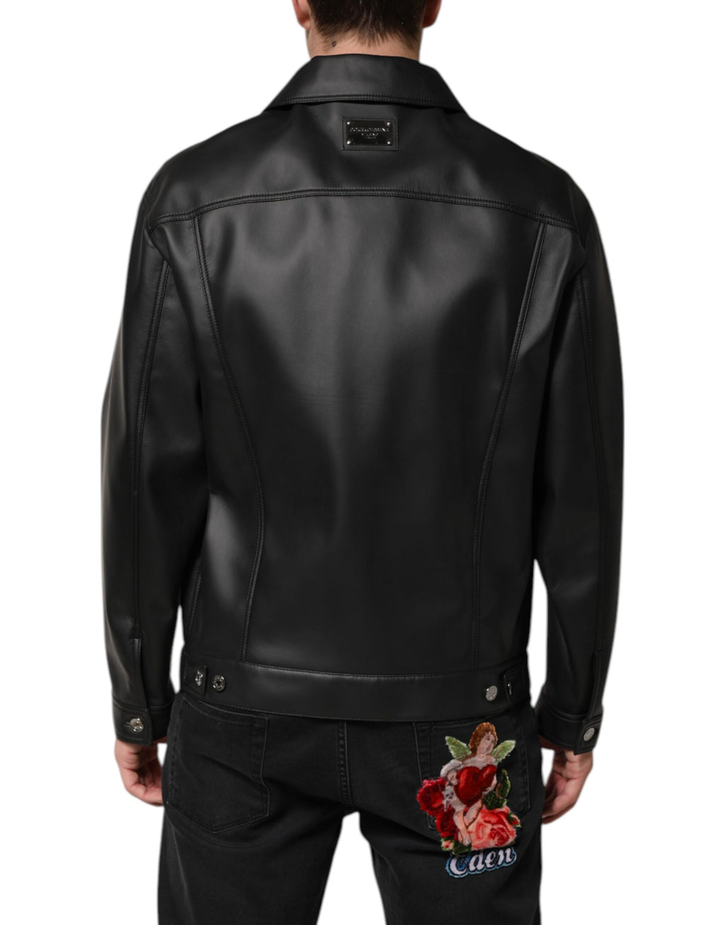 Dolce & Gabbana Black Biker Jackets for Men side view
