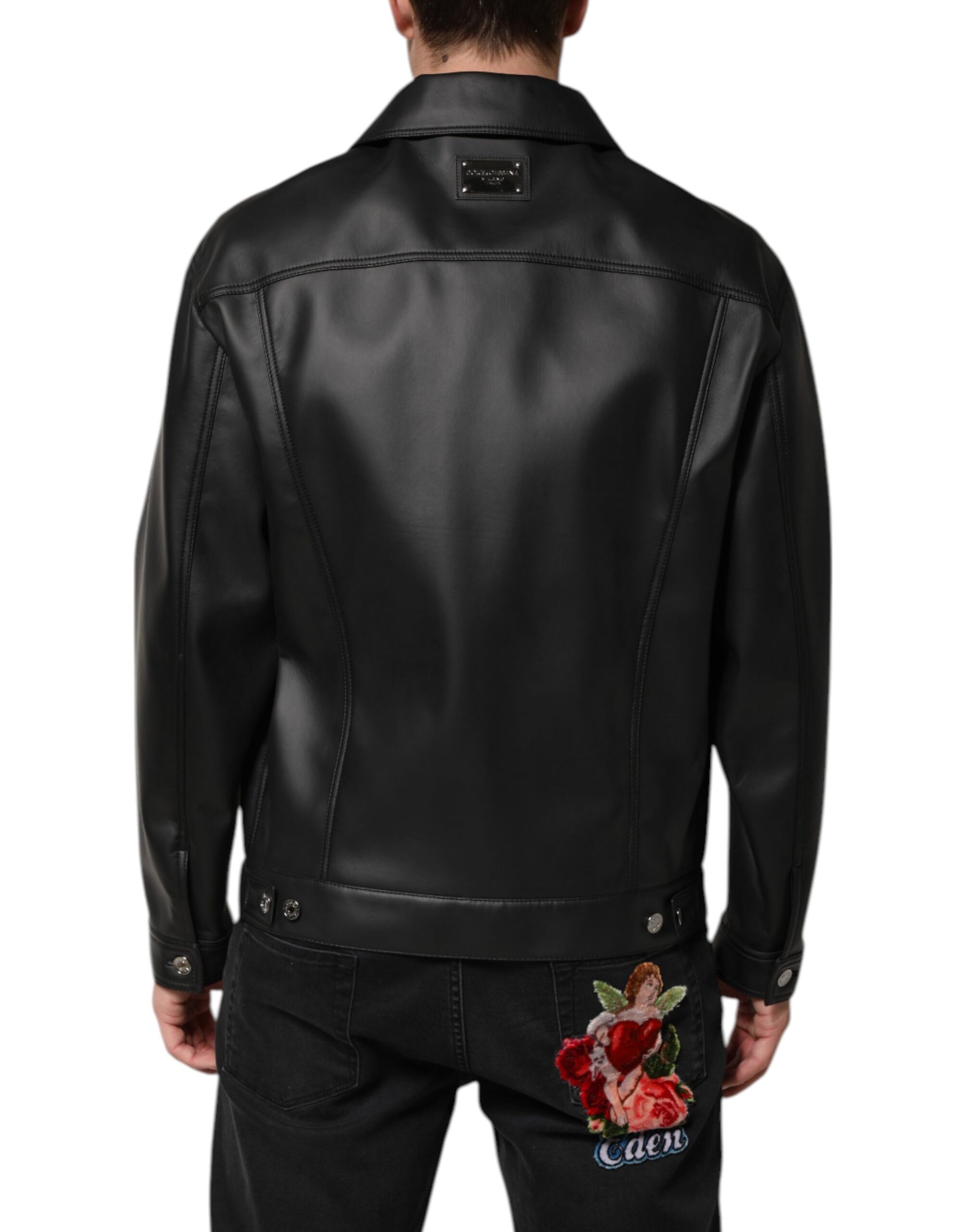 Dolce & Gabbana Black Biker Jackets for Men side view