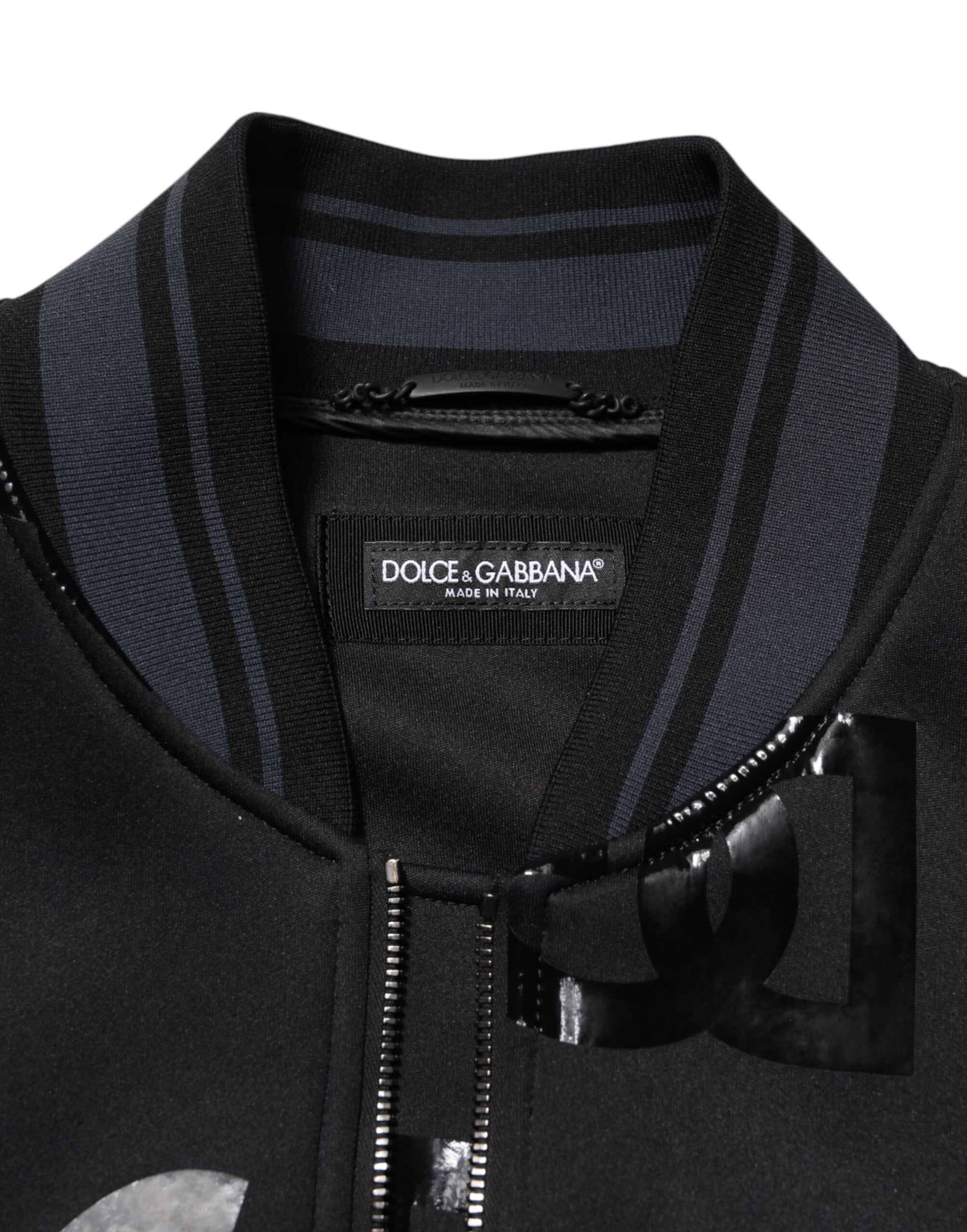 Bomber pour homme Dolce & Gabbana en laine noire avec logo DG Mania