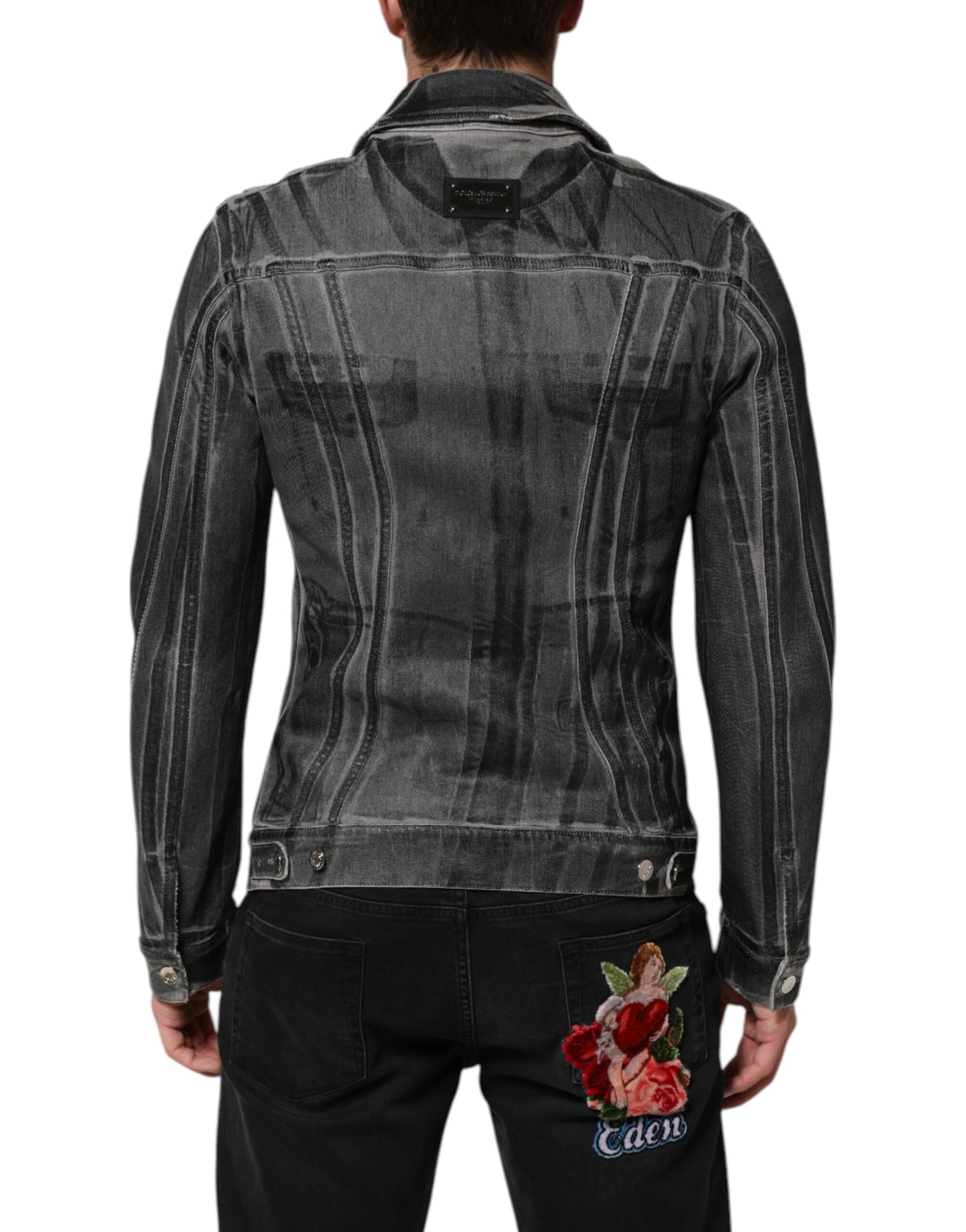 Dolce & Gabbana Gray Washed Cotton Stretch Denim Jacket