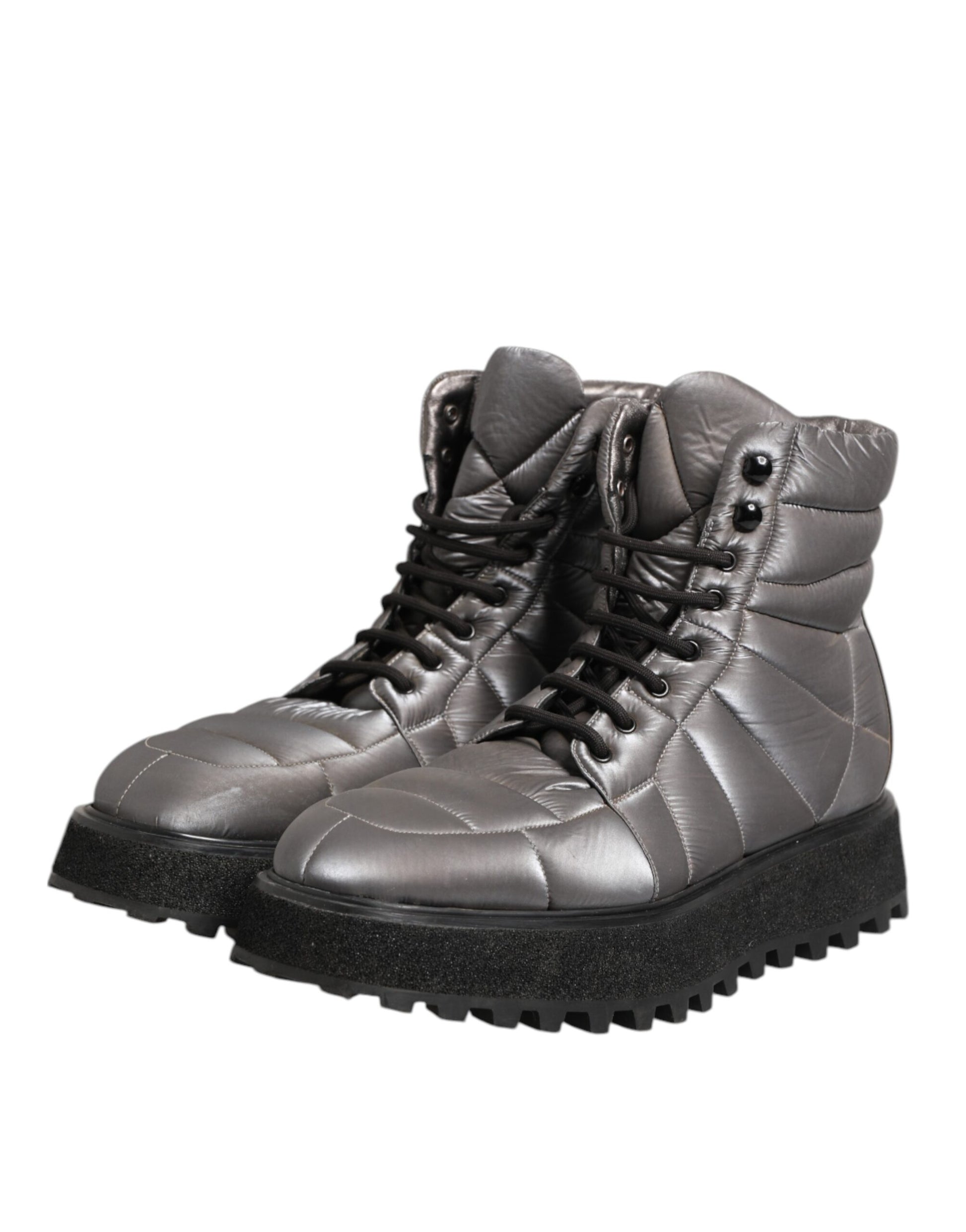 Dolce & Gabbana Silver Lace Up Boots for Men side view