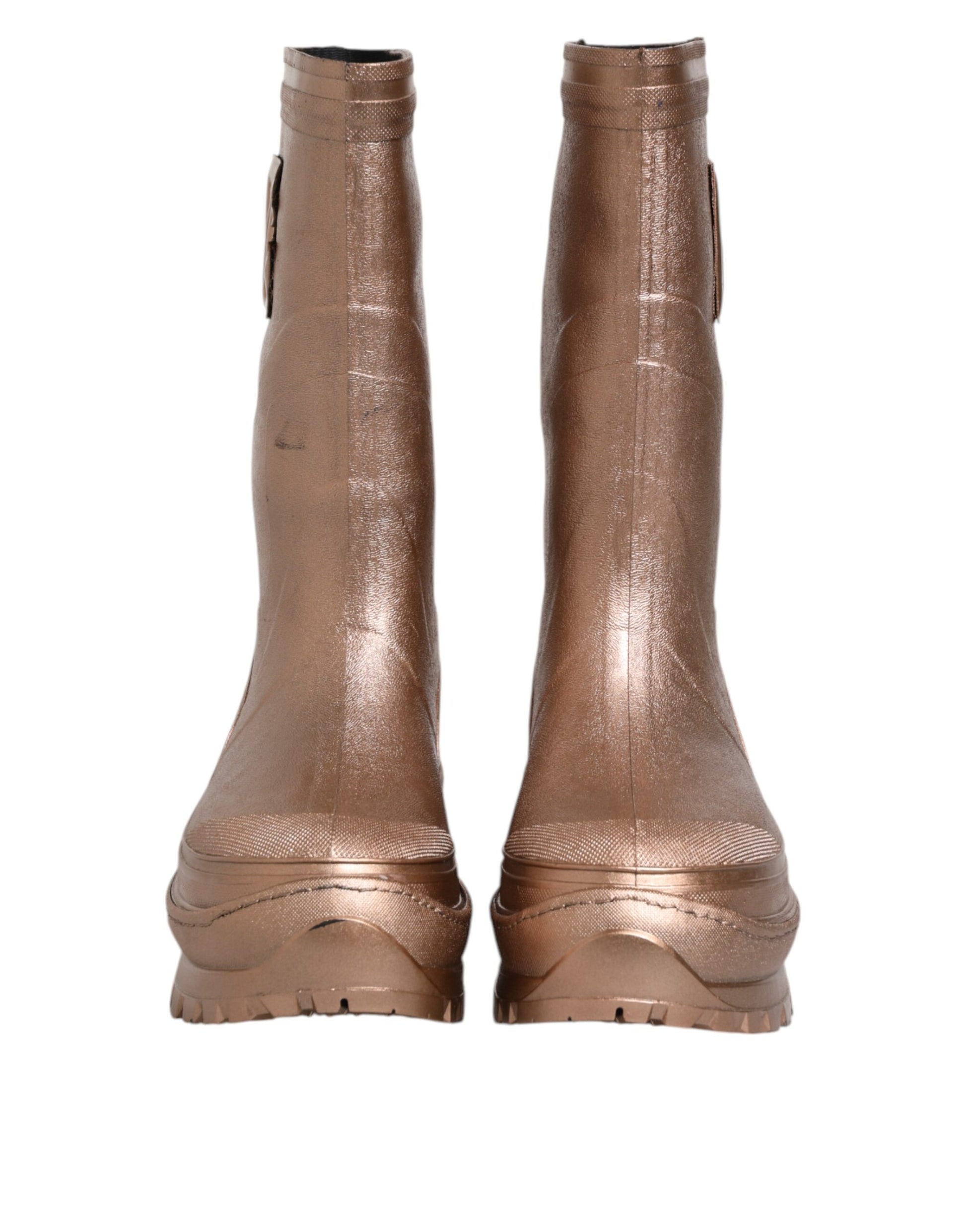 Bottes de pluie Dolce & Gabbana métallisées or à enfiler