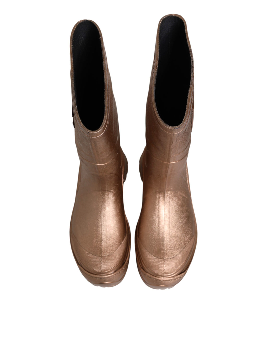 Bottes de pluie Dolce & Gabbana métallisées or à enfiler