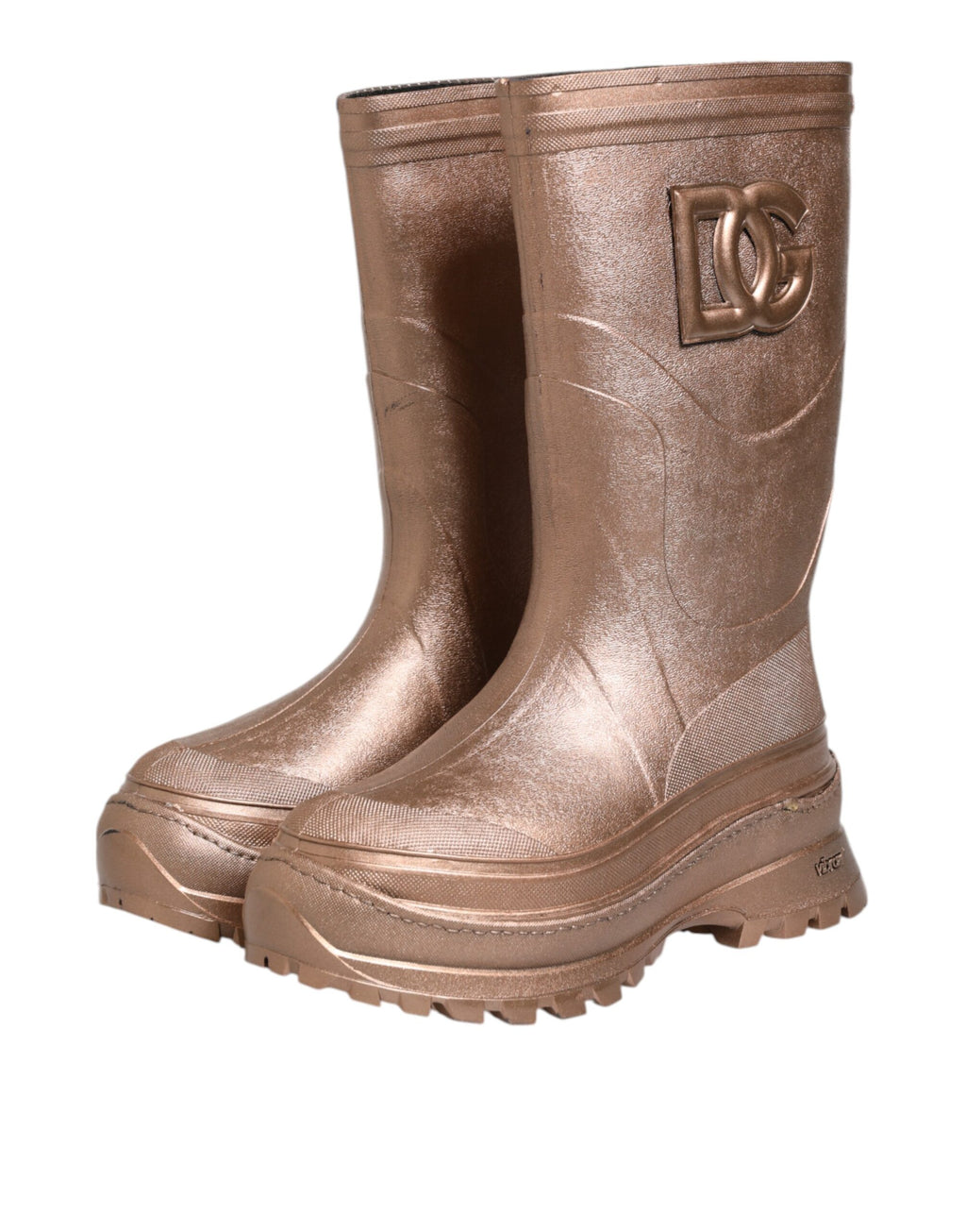 Bottes de pluie Dolce & Gabbana métallisées or à enfiler