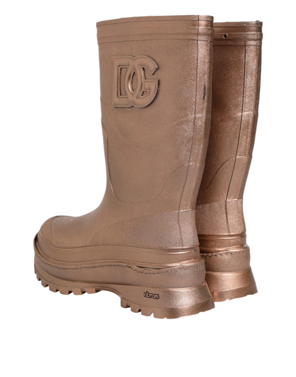 Bottes de pluie Dolce & Gabbana métallisées or à enfiler
