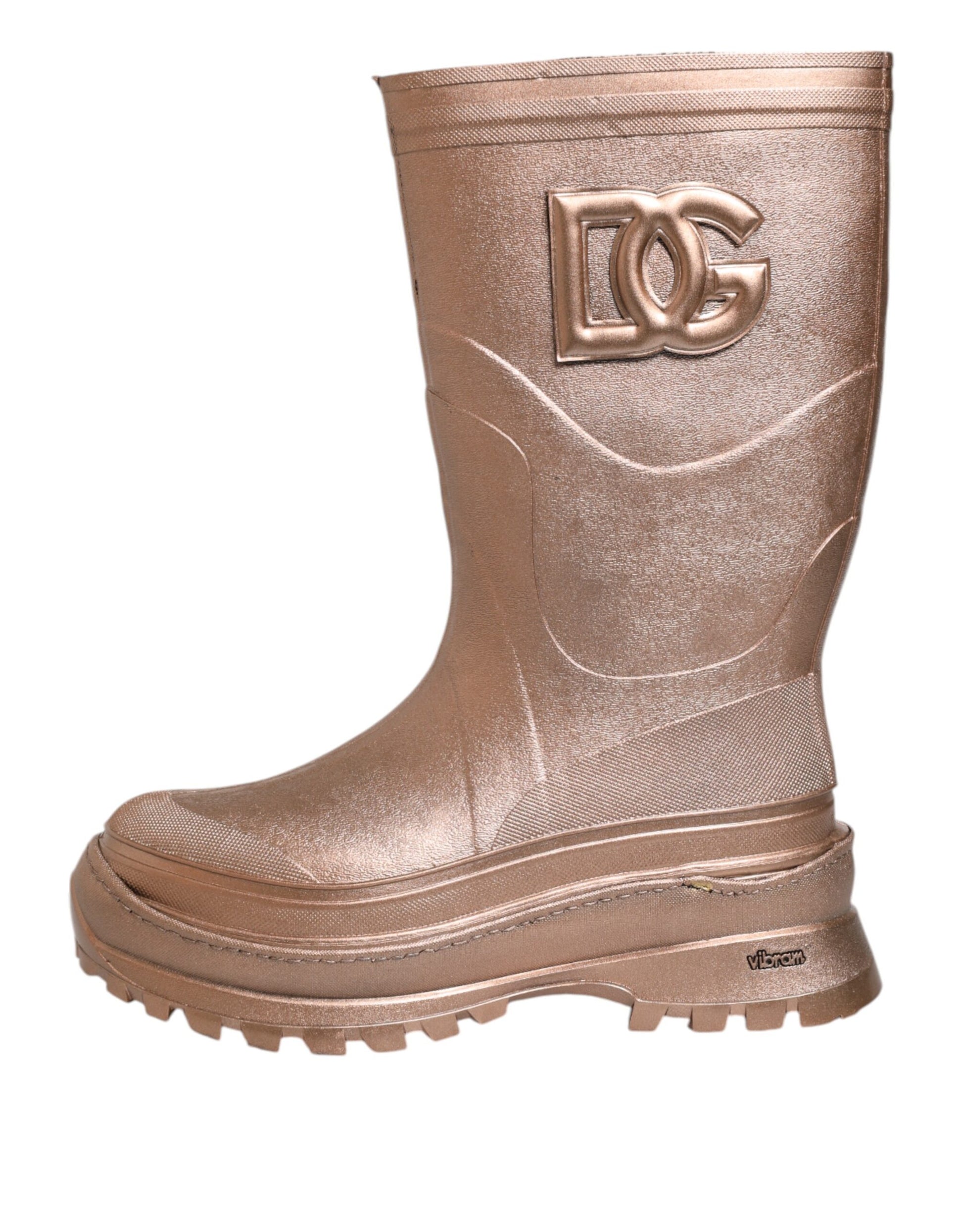 Bottes de pluie Dolce & Gabbana métallisées or à enfiler