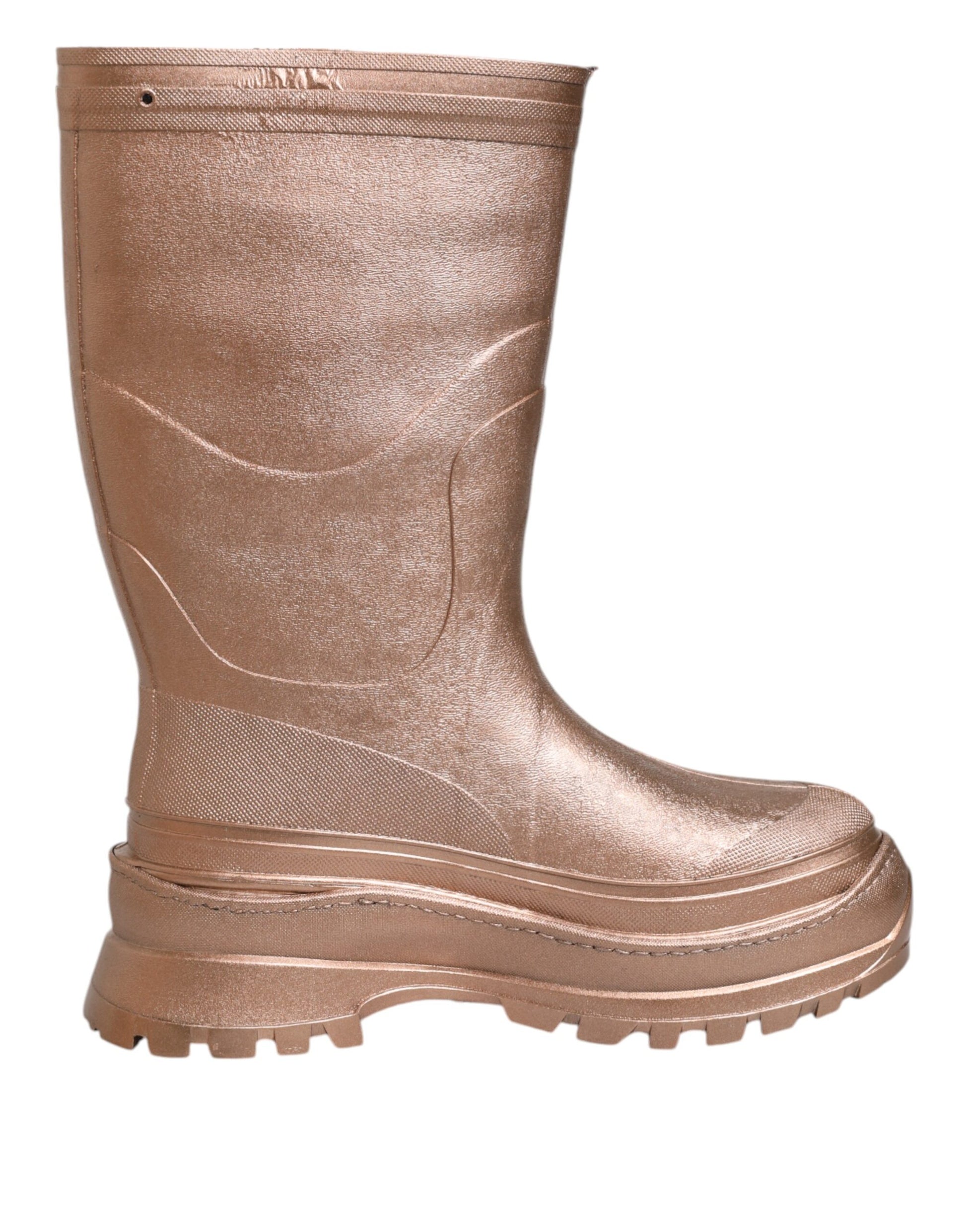 Bottes de pluie Dolce & Gabbana métallisées or à enfiler