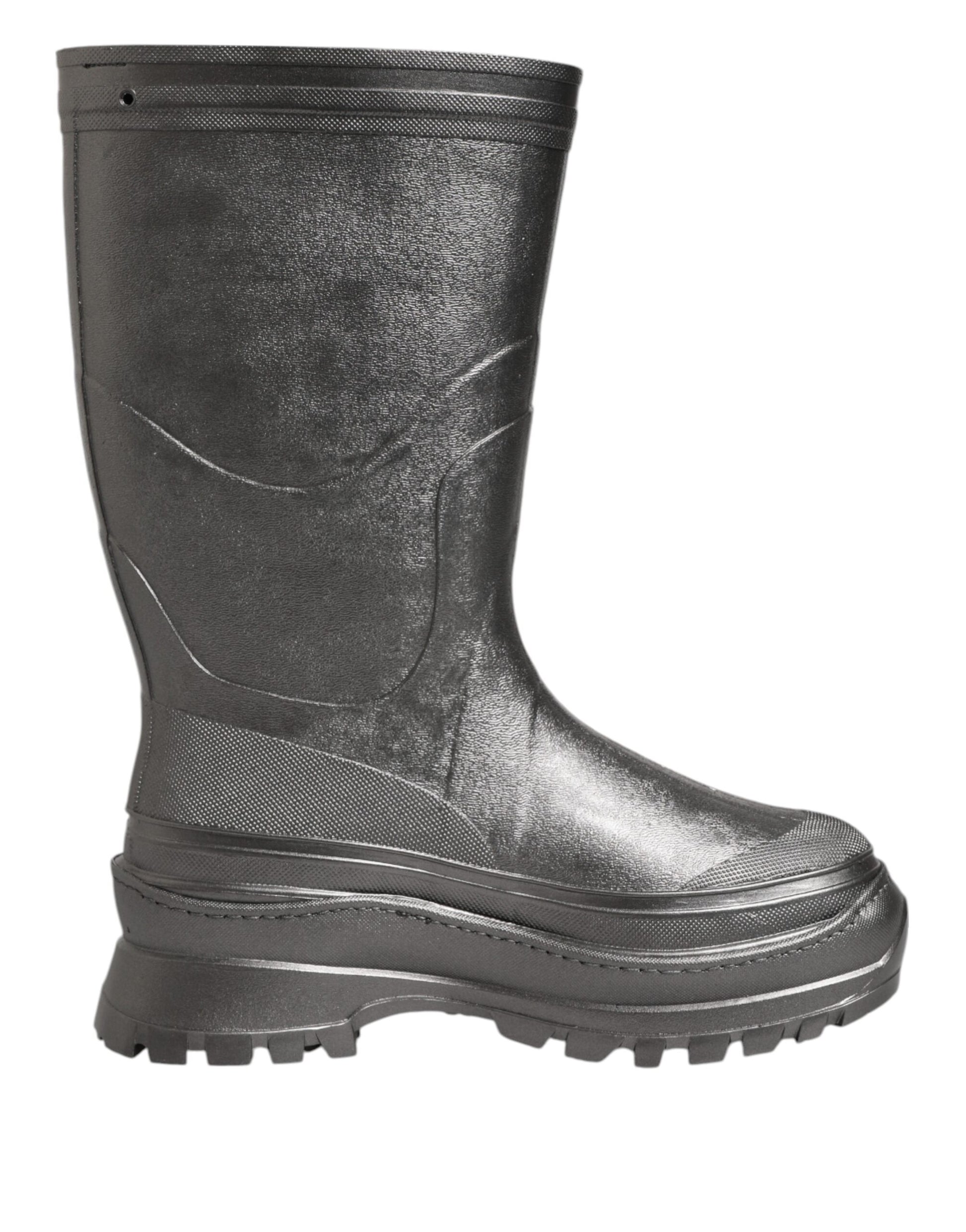 Dolce & Gabbana Black Argento Pull On Rain Boots Shoes
