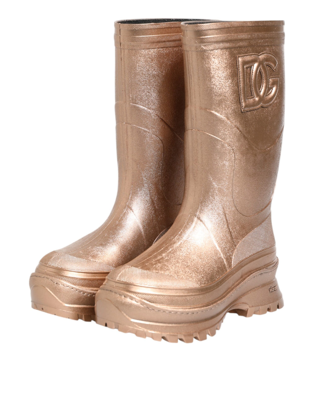 Bottes de pluie Dolce & Gabbana Rose Gold en caoutchouc à enfiler