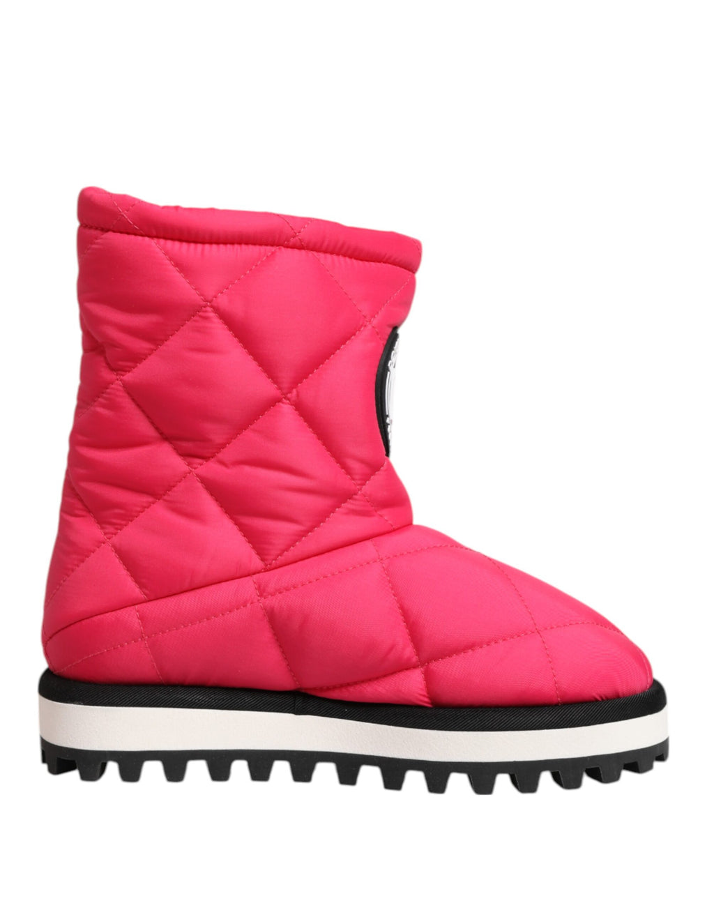 Chaussures bottes mi-mollet rembourrées en viscose rose et blanche Dolce & Gabbana