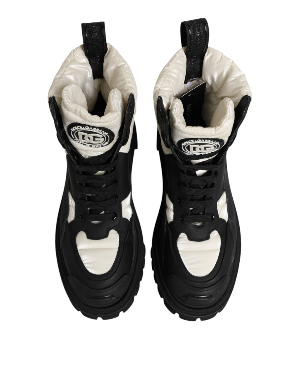 Dolce & Gabbana Black Lace Up Boots for Women side view