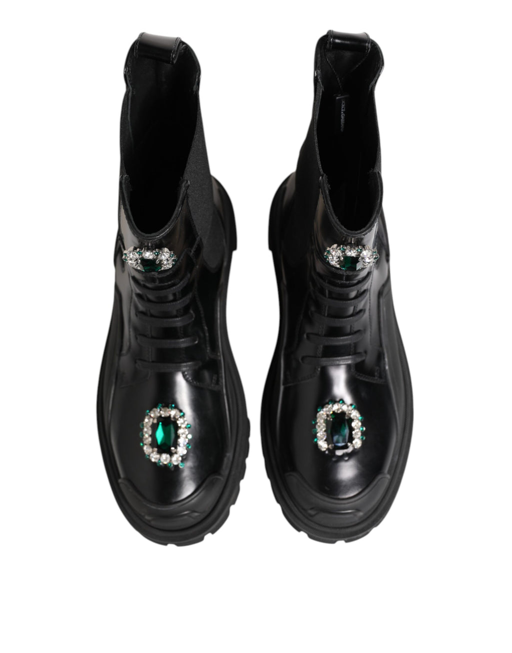 Dolce & Gabbana Black Lace Up Boots for Women side view