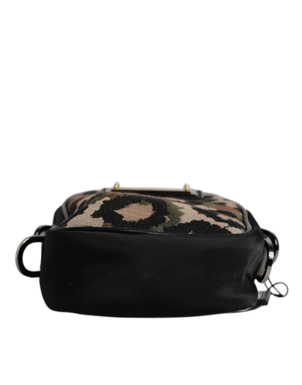 Dolce &amp; Gabbana – Mehrfarbige Umhängetasche aus Jacquard mit Leopardenmuster und Logo-Schild