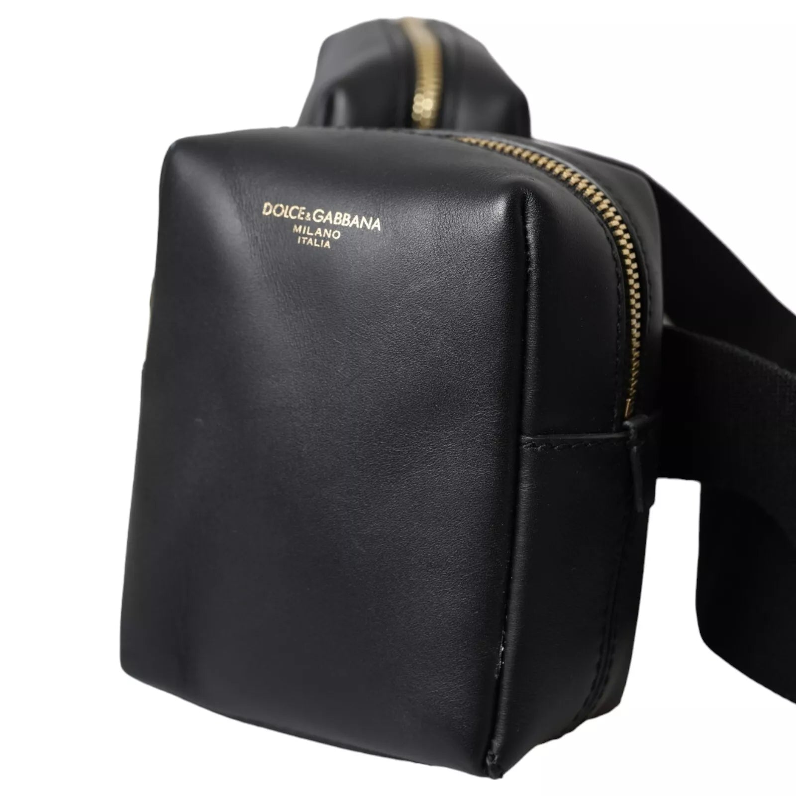 Dolce &amp; Gabbana – Gürteltasche aus schwarzem Kalbsleder mit doppeltem Hüftgürtel