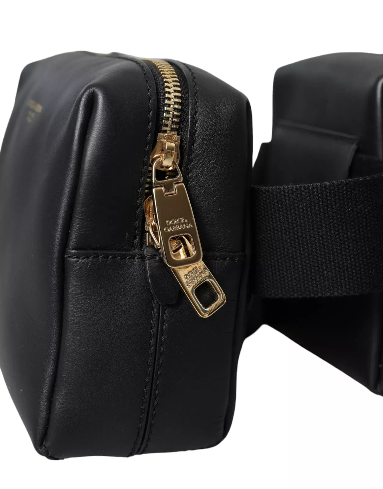 Dolce &amp; Gabbana – Gürteltasche aus schwarzem Kalbsleder mit doppeltem Hüftgürtel