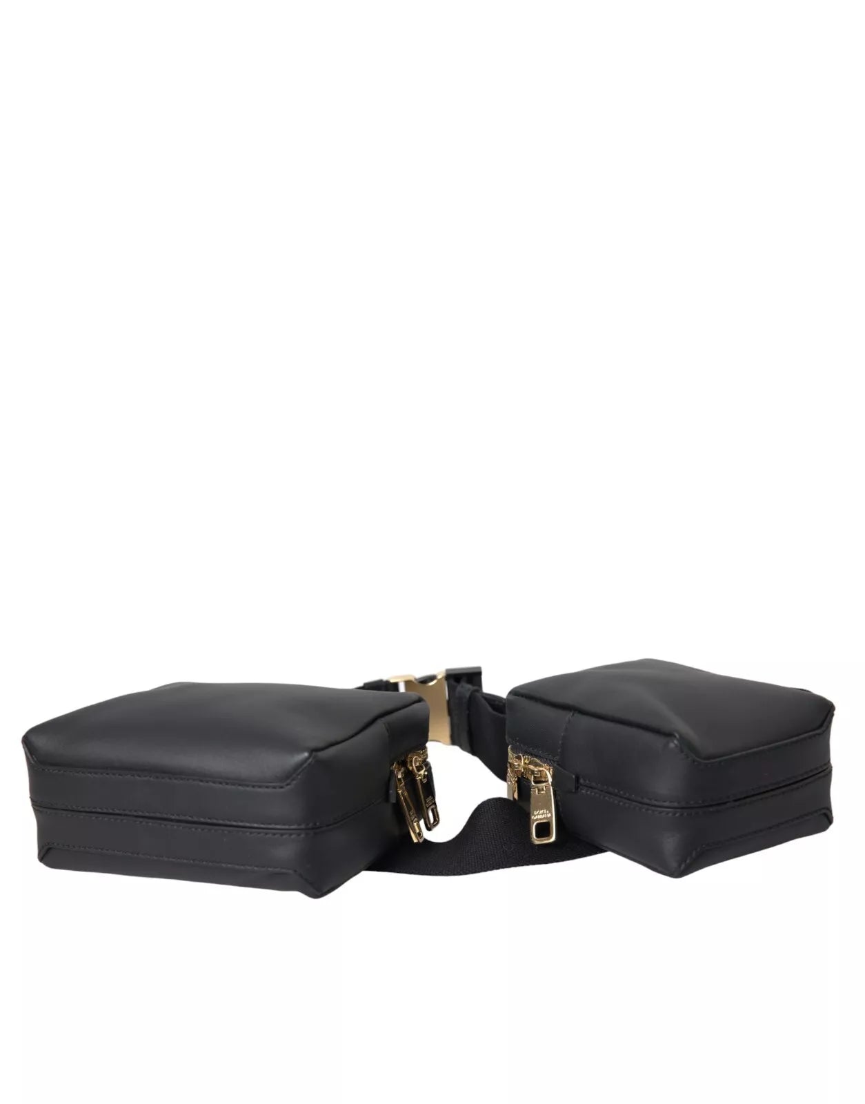 Dolce &amp; Gabbana – Gürteltasche aus schwarzem Kalbsleder mit doppeltem Hüftgürtel