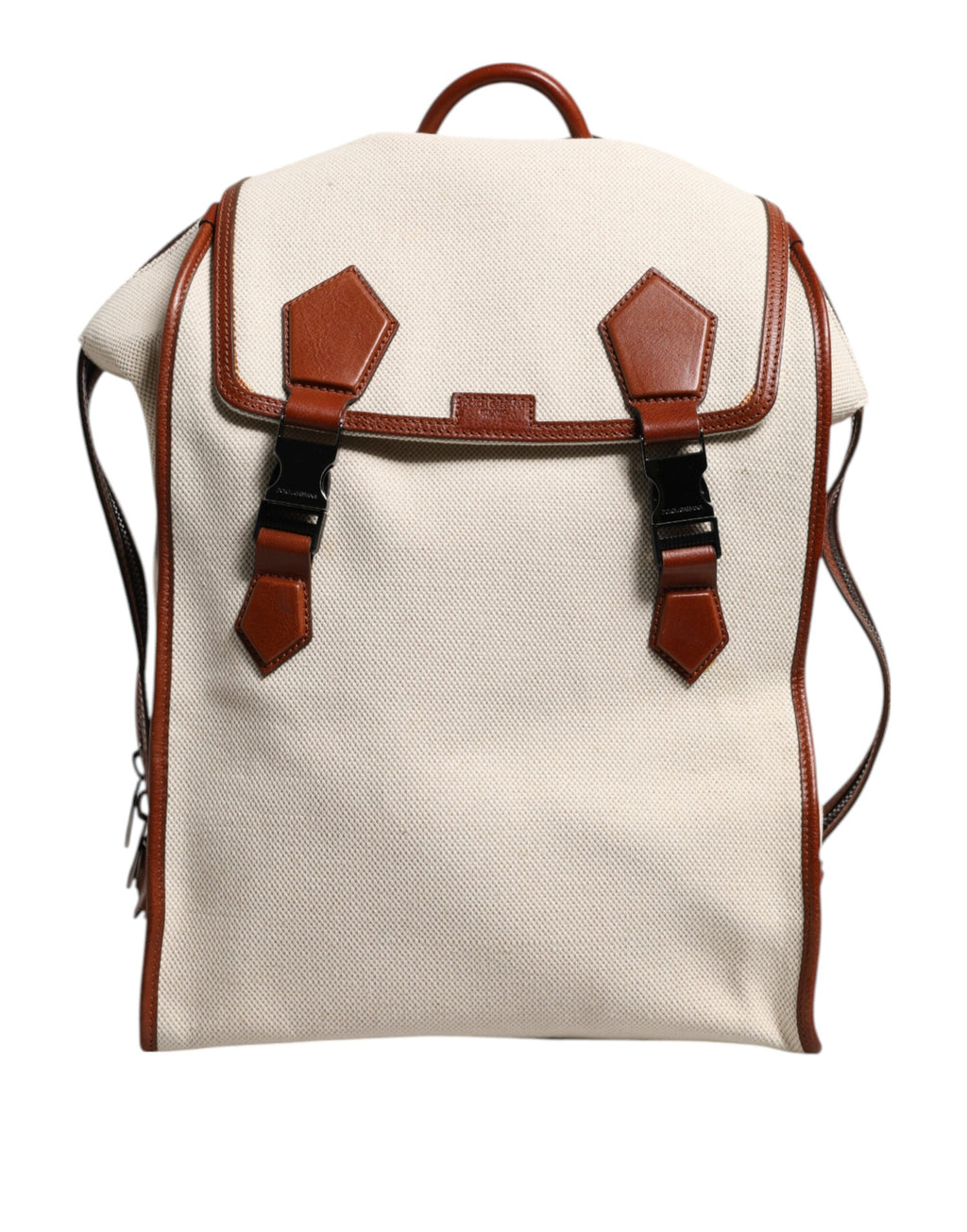 Dolce & Gabbana Beige Brown Canvas Leather EDGE Travel Men Back Pack Bag