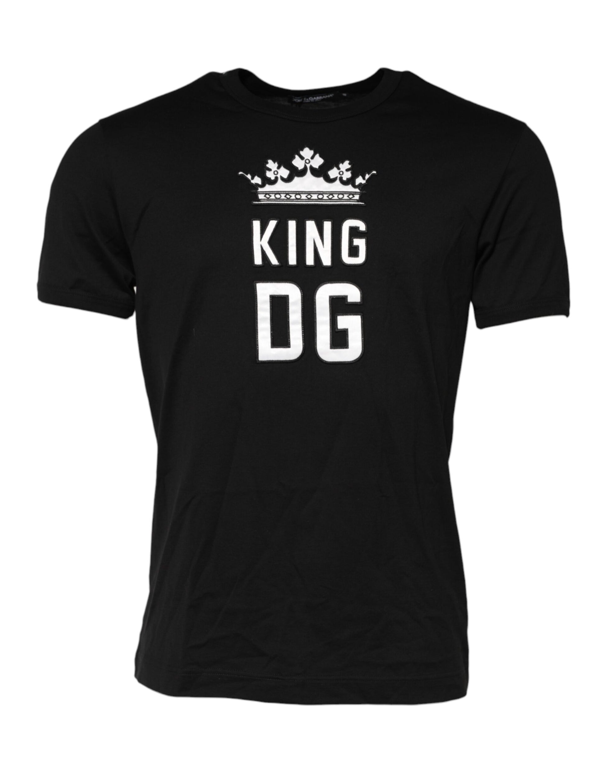 T-shirt Dolce & Gabbana en Coton Noir à Col Rond avec Couronne DG King