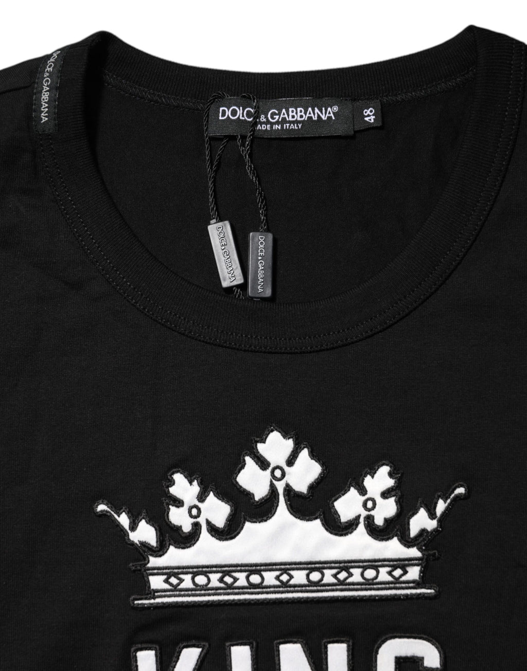 T-shirt Dolce & Gabbana en Coton Noir à Col Rond avec Couronne DG King