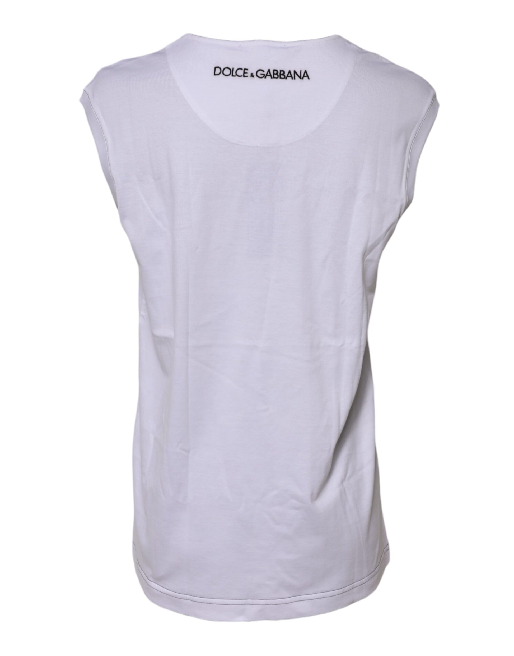 Dolce & Gabbana White Sleeveless T-Shirt for Women detail view