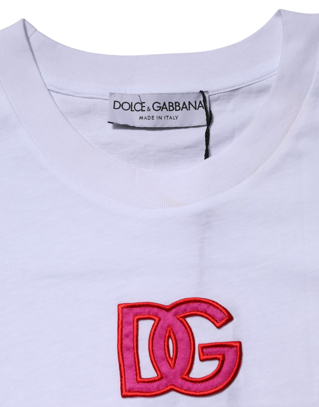 T-shirt Dolce & Gabbana en coton blanc avec broderie logo DG