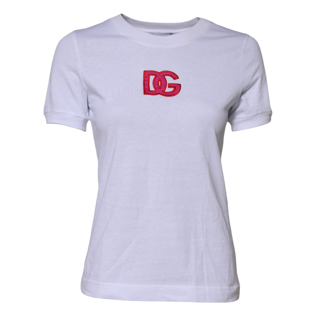 T-shirt Dolce & Gabbana en coton blanc avec broderie logo DG