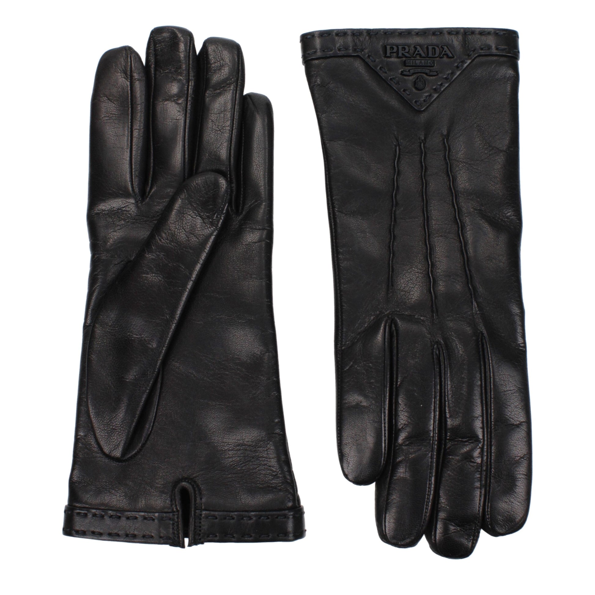 Prada Black Leather Gloves