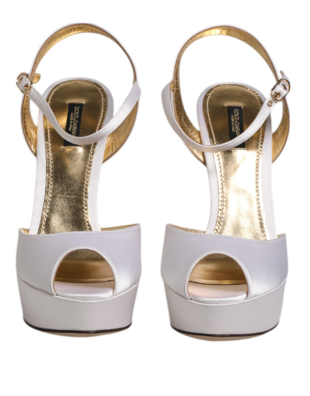 Chaussures Sandales à Talons Plateforme en Satin Blanc Dolce & Gabbana