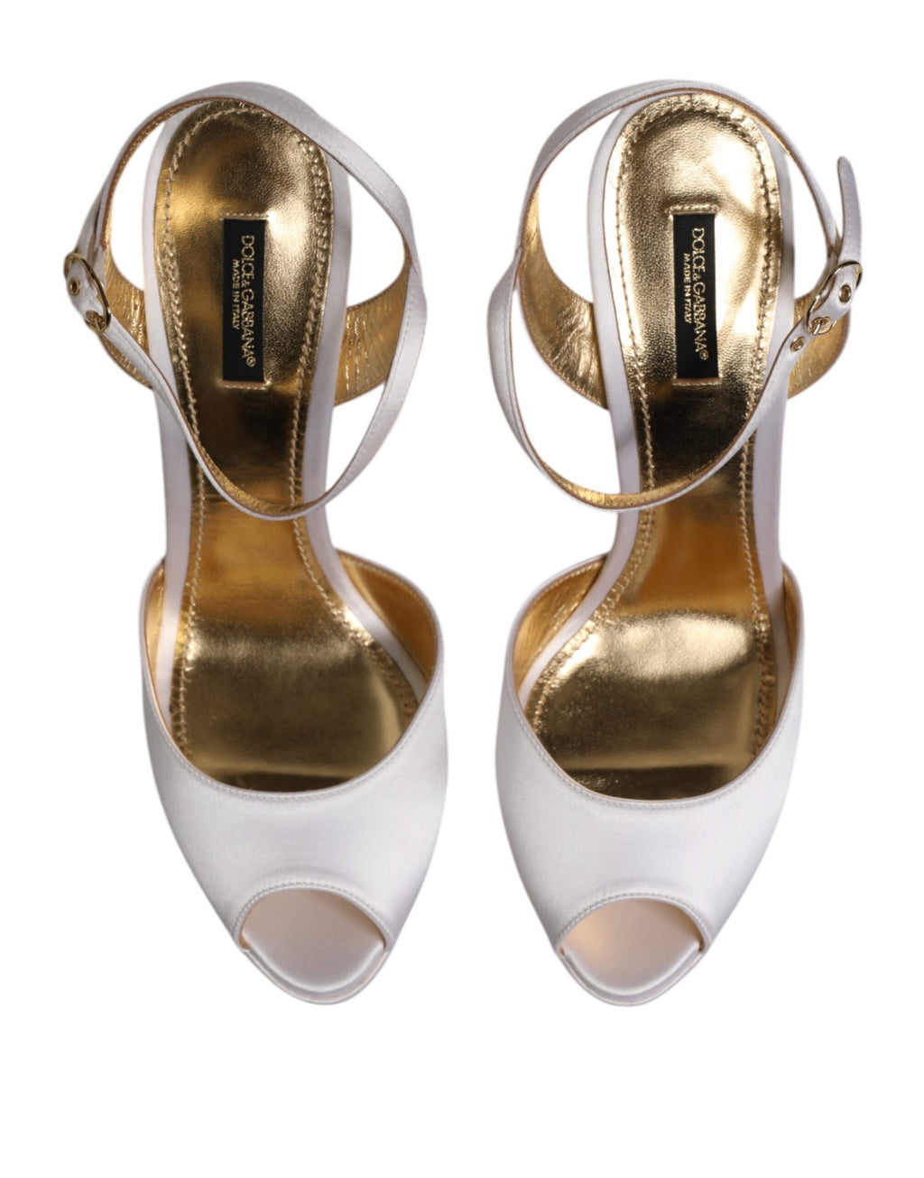 Chaussures Sandales à Talons Plateforme en Satin Blanc Dolce & Gabbana