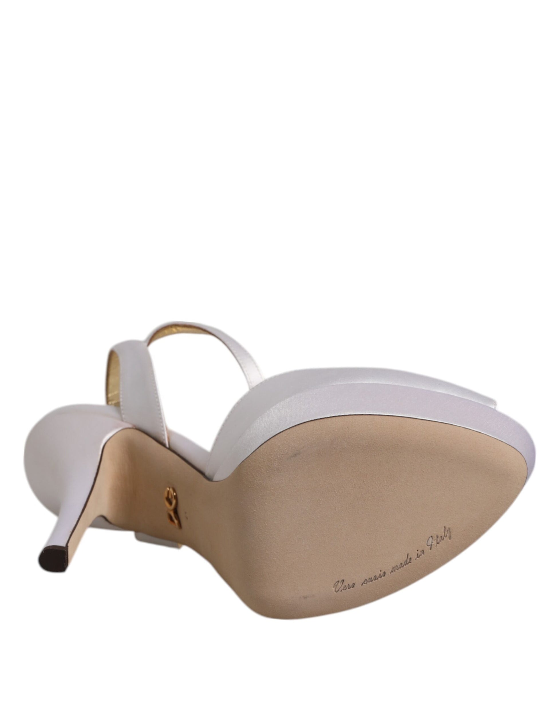 Chaussures Sandales à Talons Plateforme en Satin Blanc Dolce & Gabbana