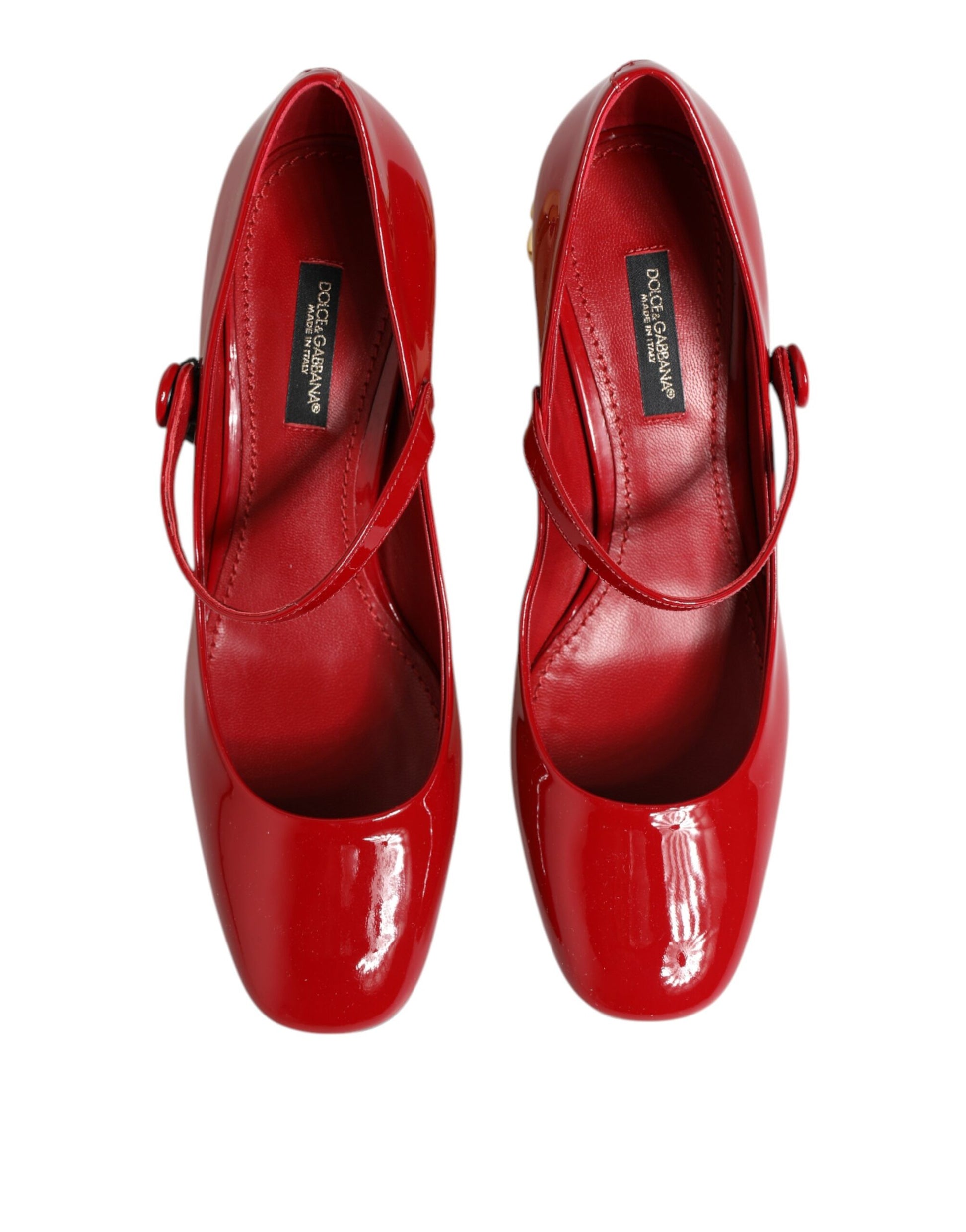 Dolce &amp; Gabbana Rote Leder DG Logo Heels Sandalen Schuhe