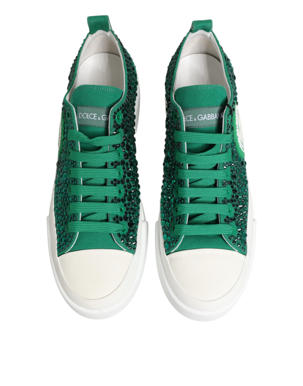 Chaussures Baskets Dolce & Gabbana Vert Portofino Cristal Logo DG