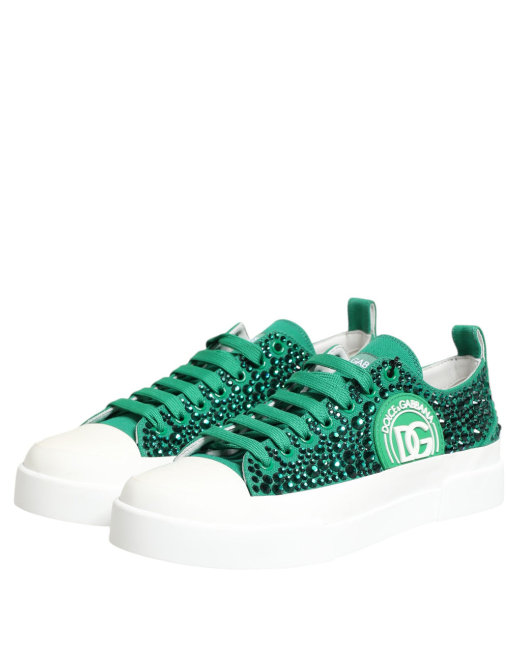 Chaussures Baskets Dolce & Gabbana Vert Portofino Cristal Logo DG