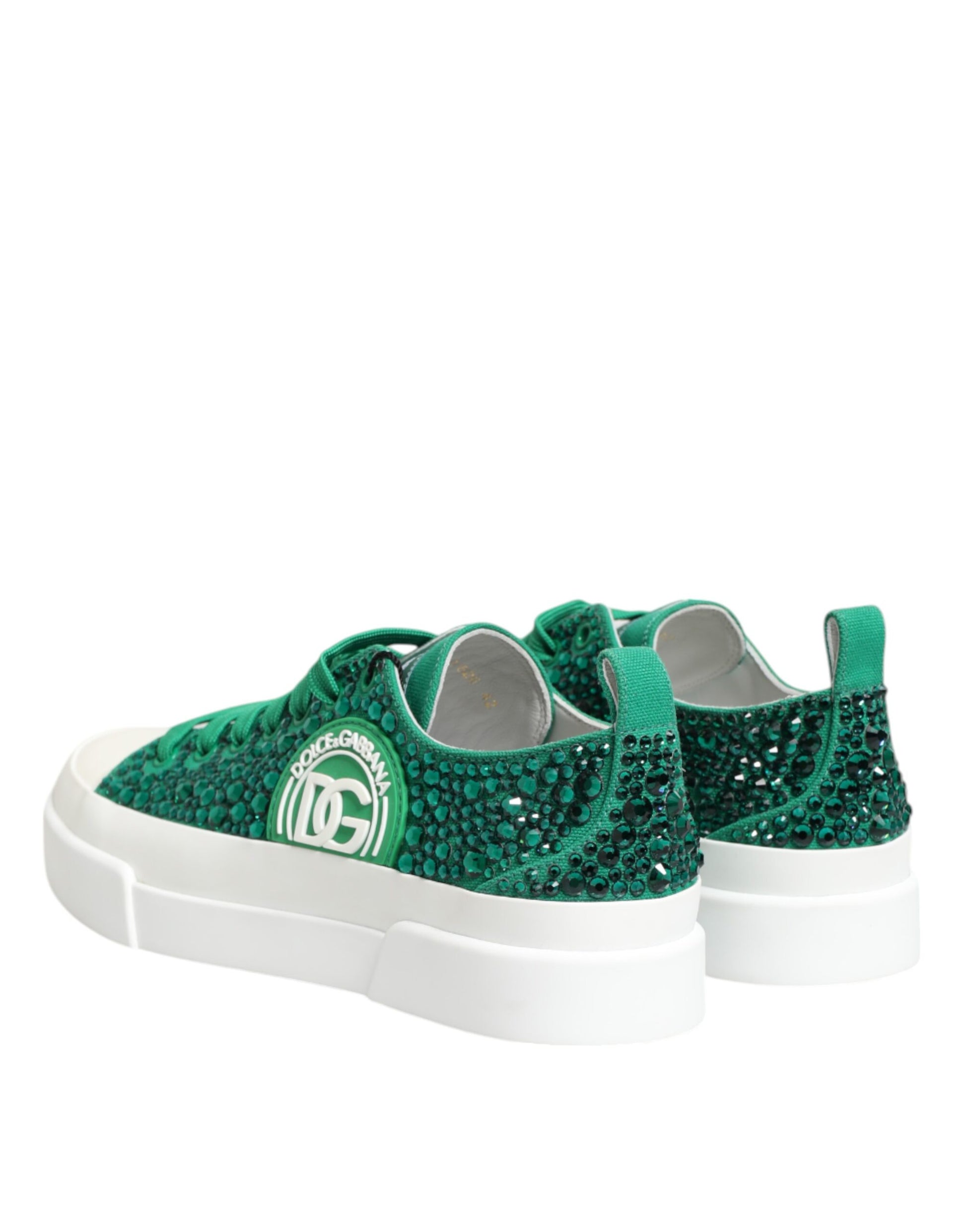 Chaussures Baskets Dolce & Gabbana Vert Portofino Cristal Logo DG