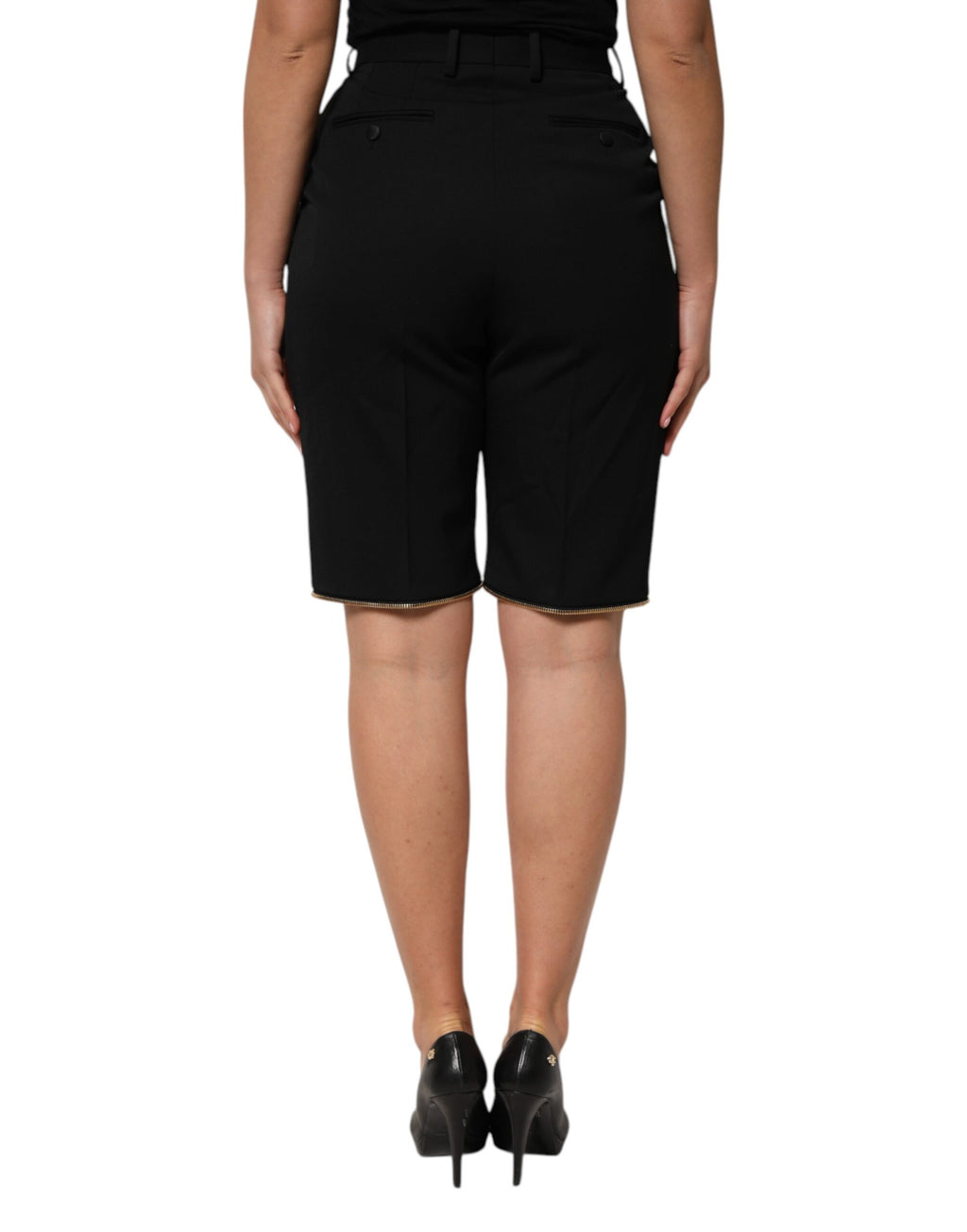 Pantalon droit en laine noir Dolce & Gabbana avec détails zippés