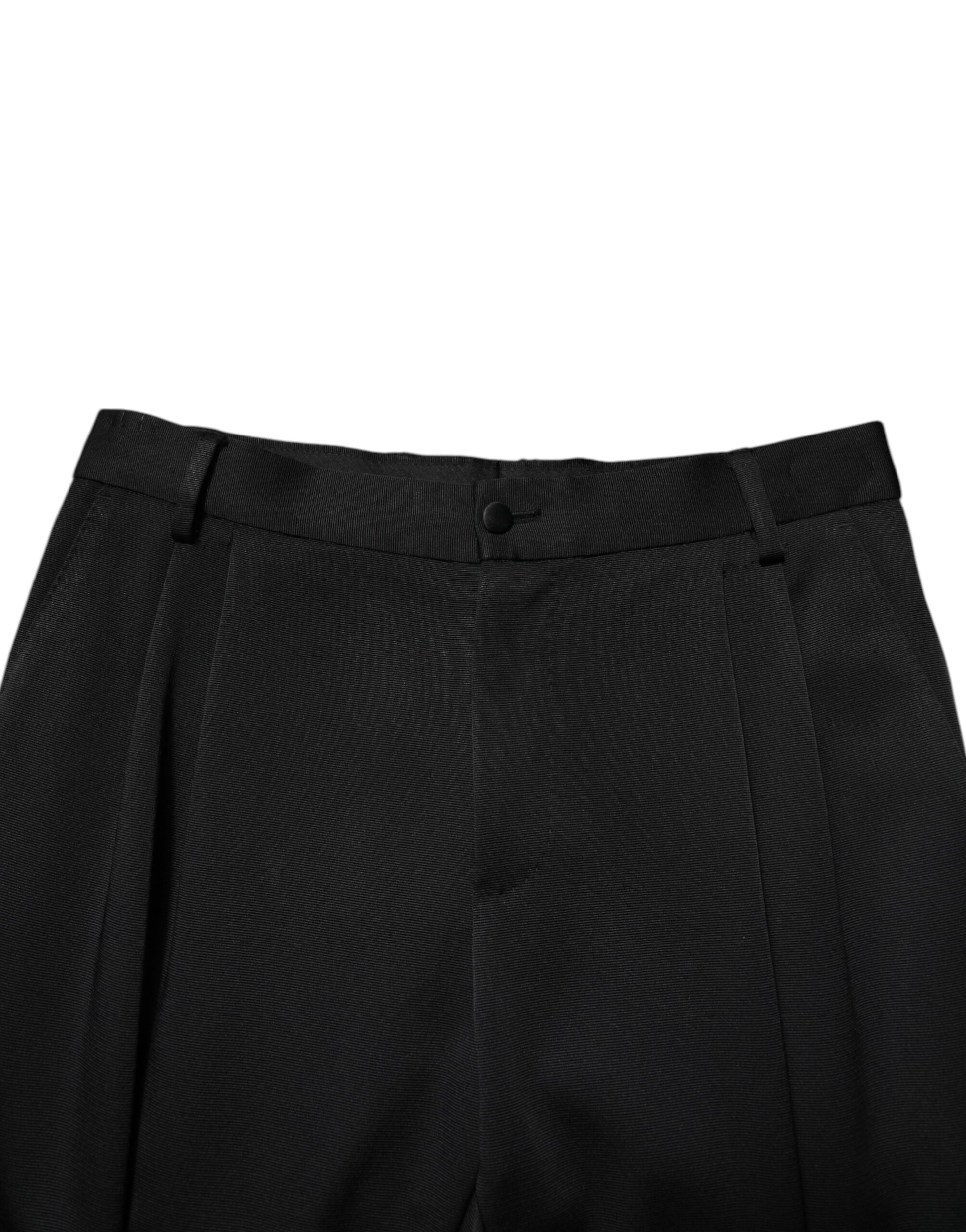 Pantalon fuseau taille haute en acétate noir Dolce & Gabbana