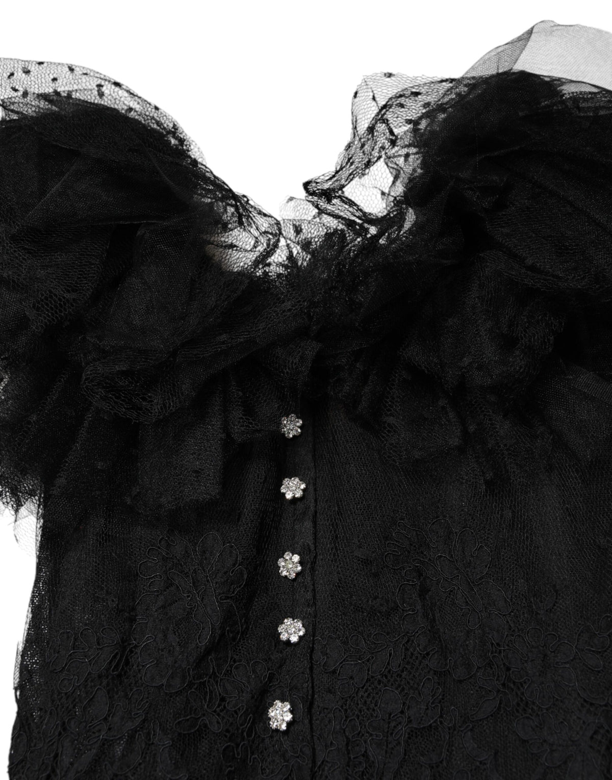 Dolce & Gabbana schwarzes Midikleid in A-Linie mit Kristallverzierung