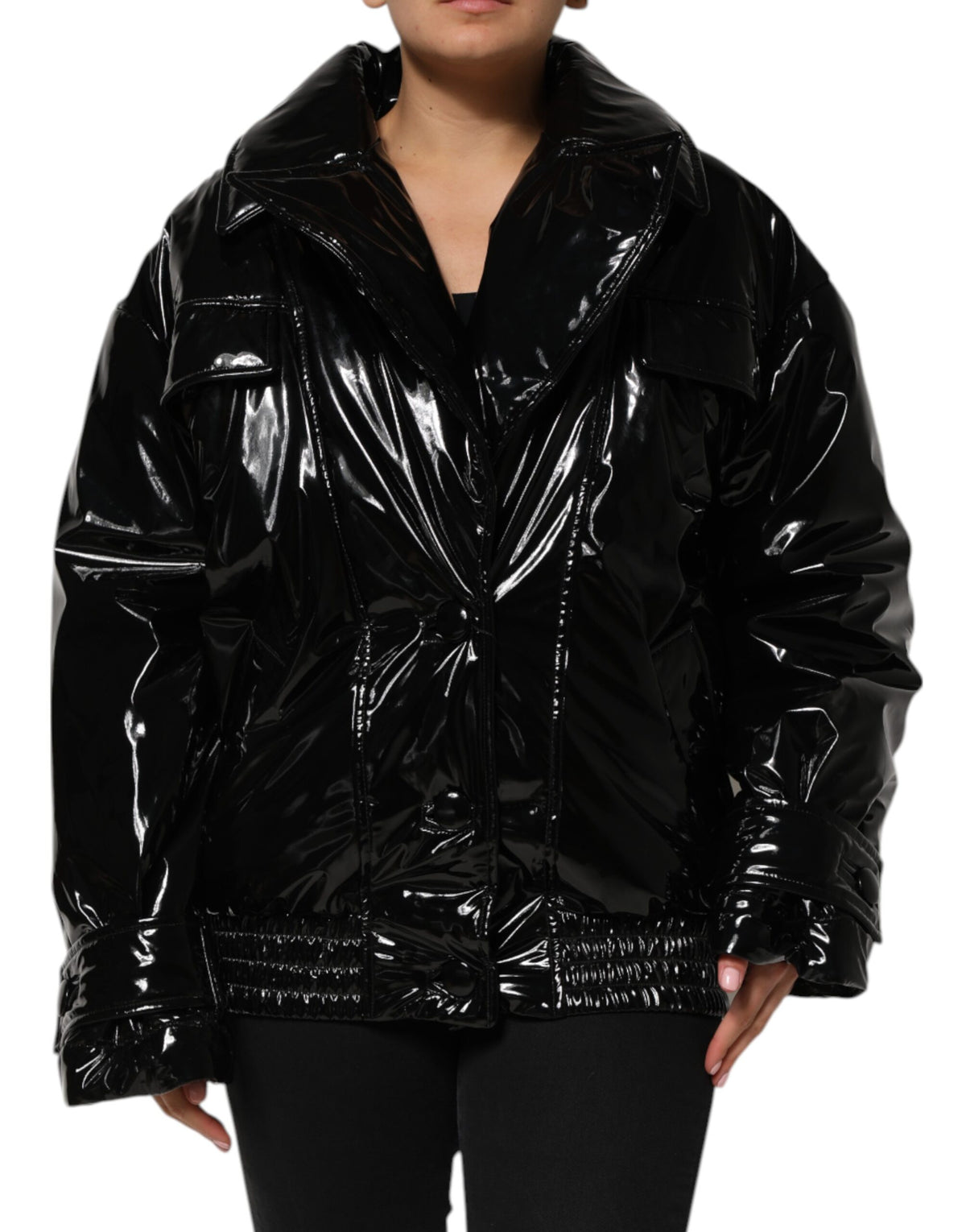 Dolce & Gabbana Schwarze Polyester Stepp-Pufferjacke