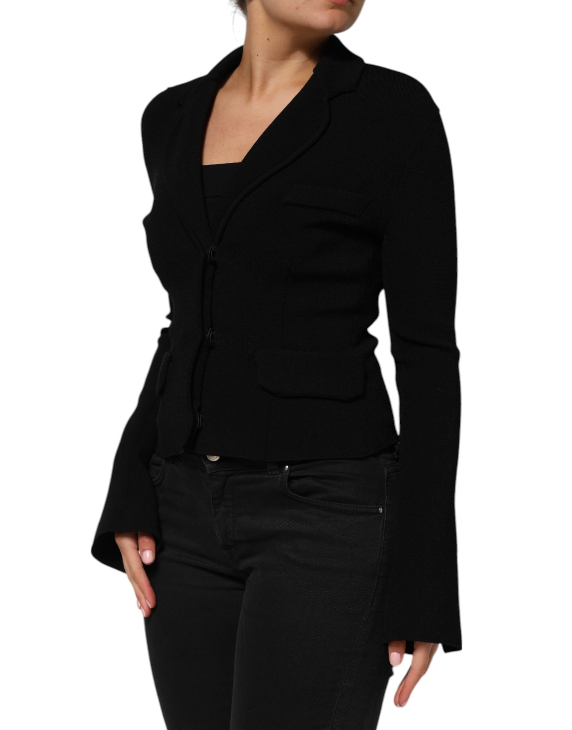 Dolce & Gabbana Black Full Length Jacket for Women detail view