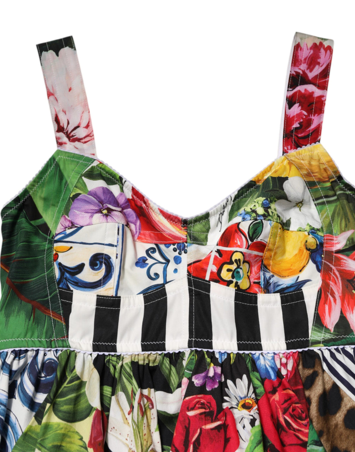 Dolce & Gabbana Mehrfarbiges Patchwork A-Linien-Minikleid aus Baumwolle