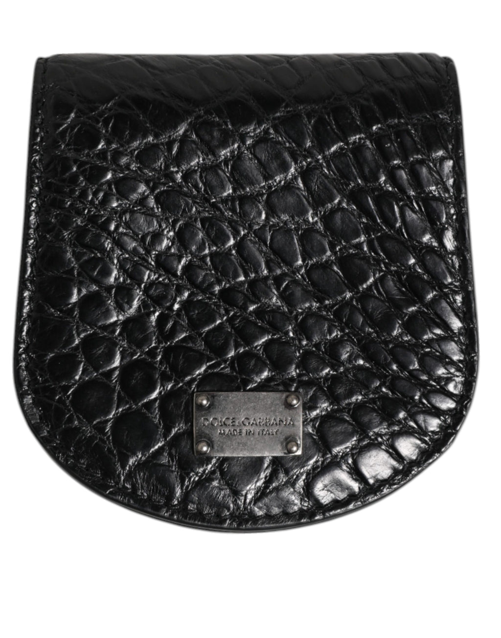Porte-monnaie/porte-cartes de poche Dolce & Gabbana en cuir exotique noir
