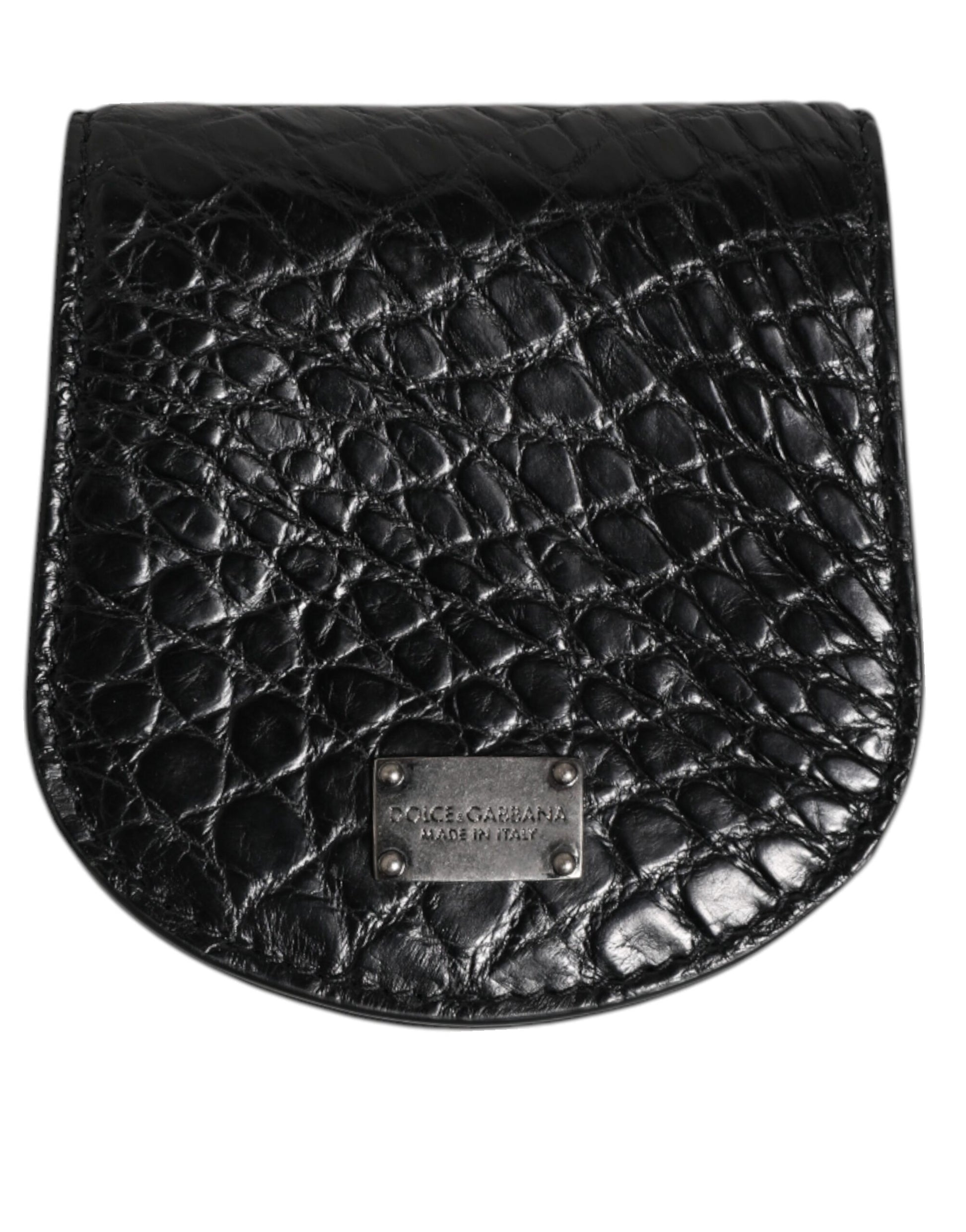 Dolce & Gabbana Black Exotic Skin Coin Condom Case Holder Pocket Wallet