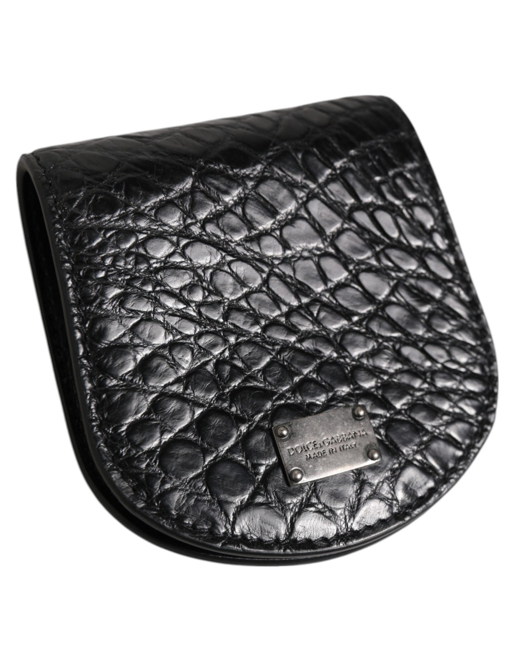 Porte-monnaie/porte-cartes de poche Dolce & Gabbana en cuir exotique noir