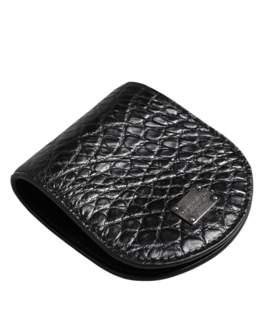 Porte-monnaie/porte-cartes de poche Dolce & Gabbana en cuir exotique noir