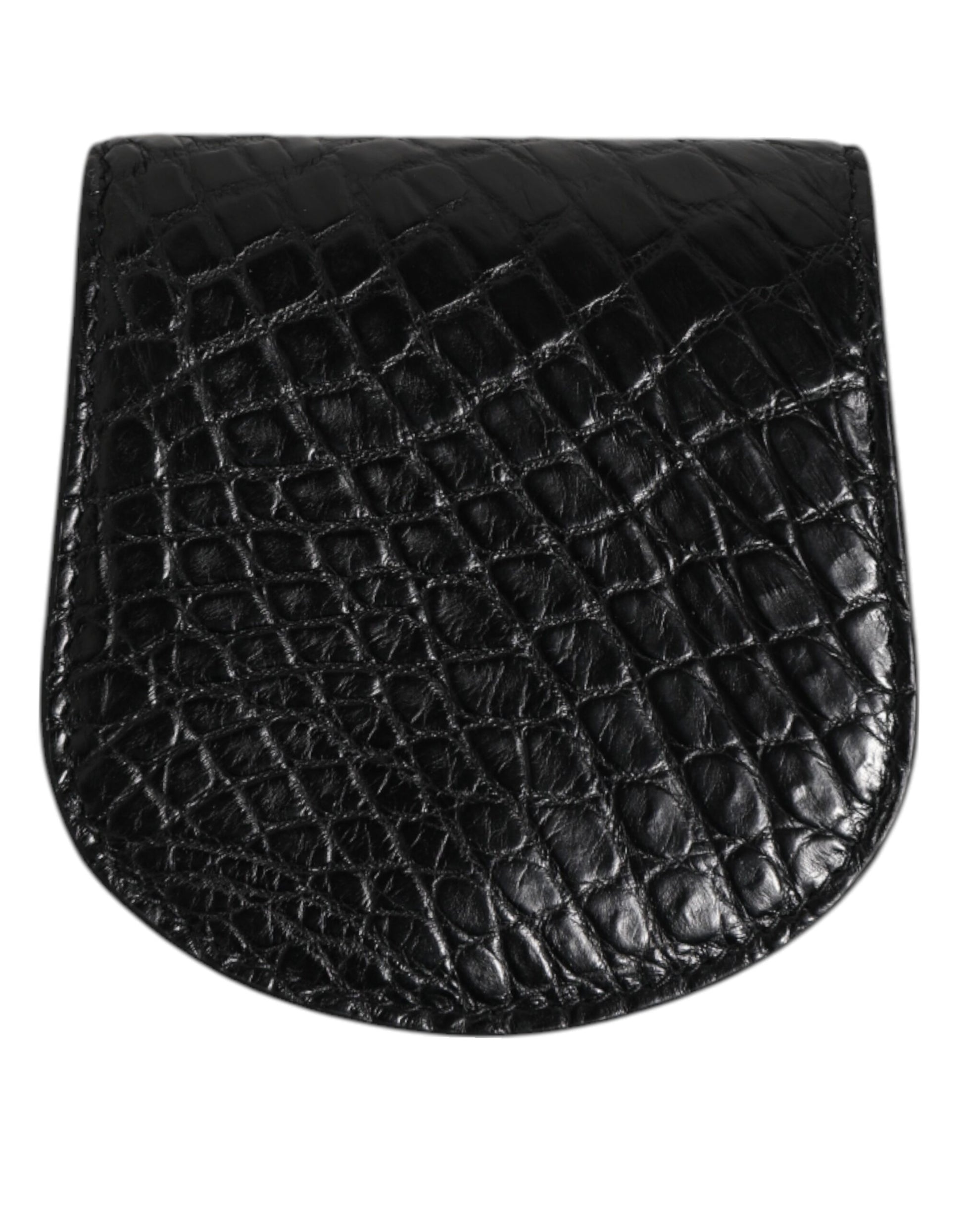Dolce & Gabbana Black Exotic Skin Coin Condom Case Holder Pocket Wallet