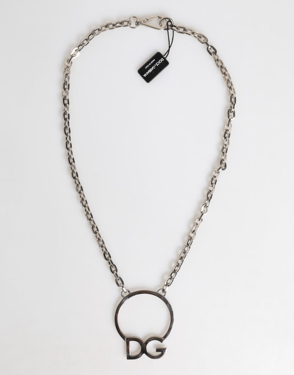 Dolce &amp; Gabbana Silberfarbene Messingkette mit DG-Logo-Anhänger für Herren