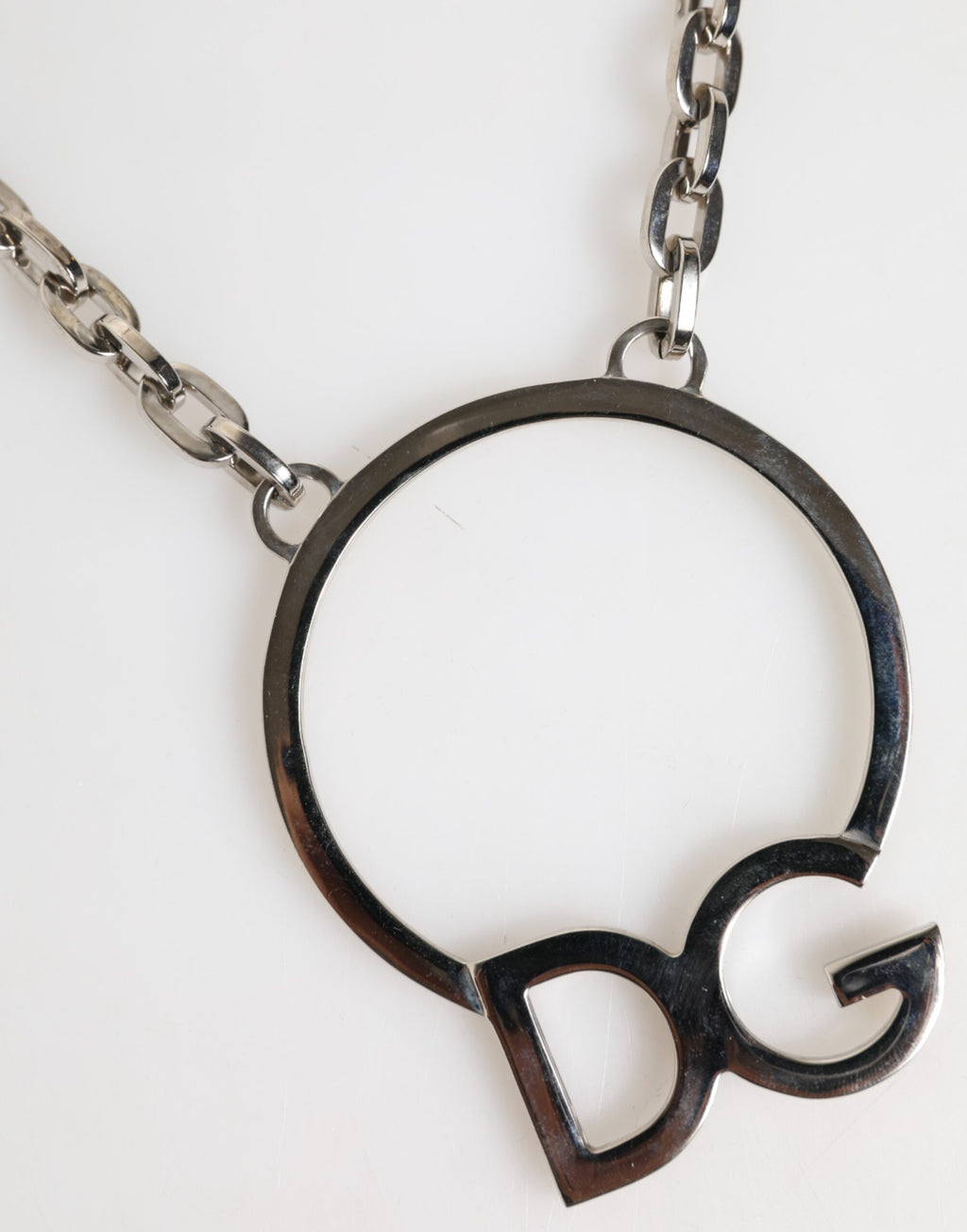 Dolce &amp; Gabbana Silberfarbene Messingkette mit DG-Logo-Anhänger für Herren