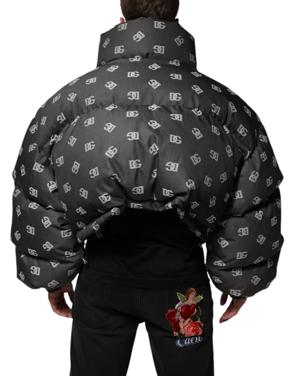 Doudoune homme Dolce & Gabbana noire DG Monogram entièrement zippée